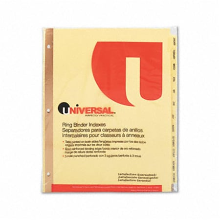 Universal Battery Universal  Plastic-Coated Tab Dividers  12 Month Tabs  Letter  Buff  12 per Set UN33066